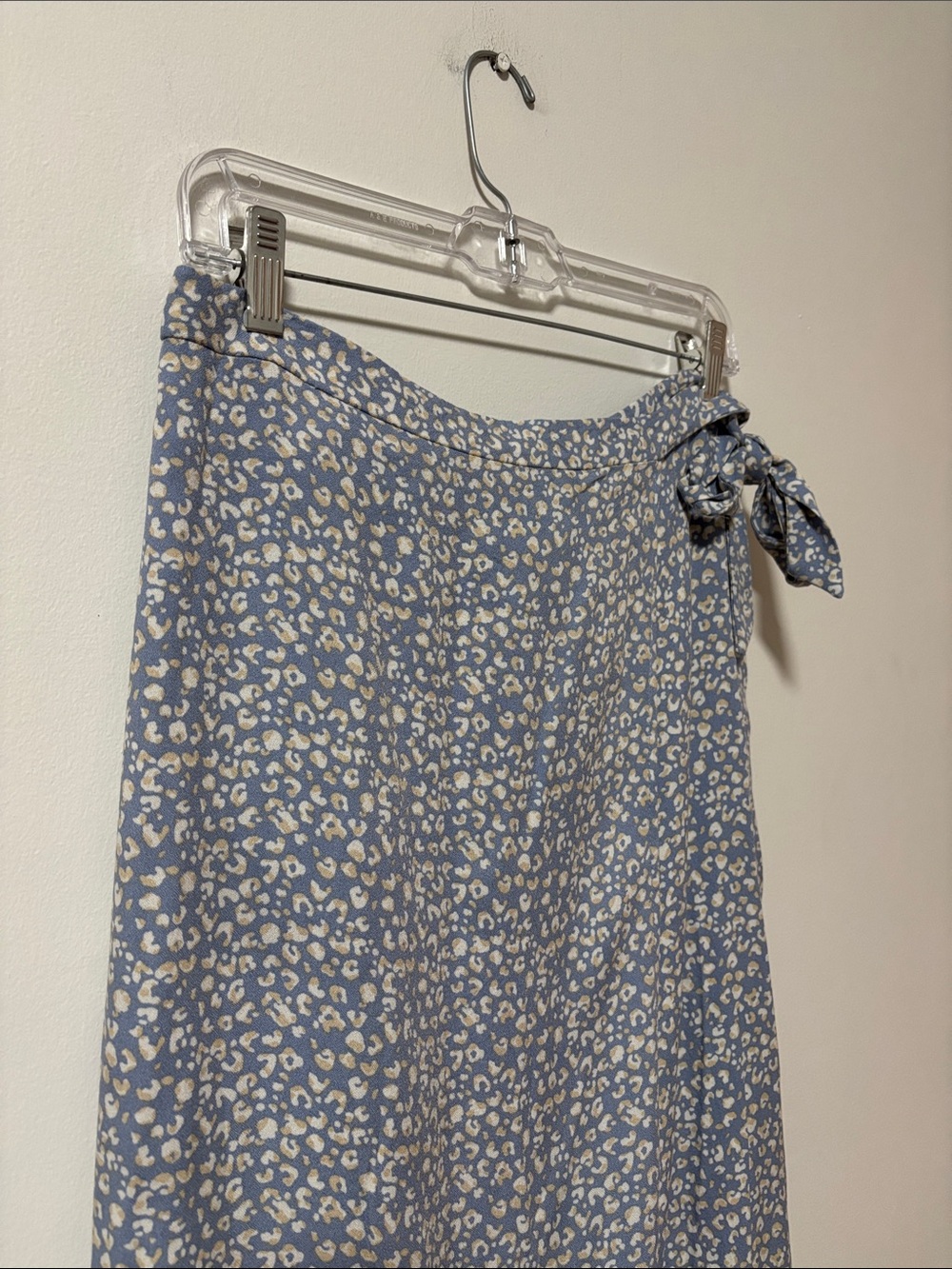 Urban Romantics (L) Tie Waist Cottagecore Wrap Skirt Boho Patterned Blue Midi - Picture 3 of 14